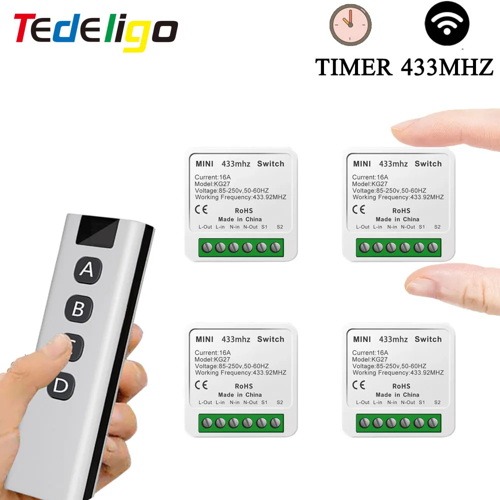 Беспроводной Выключатель с таймером, 220 В, 433 МГц, 16 А