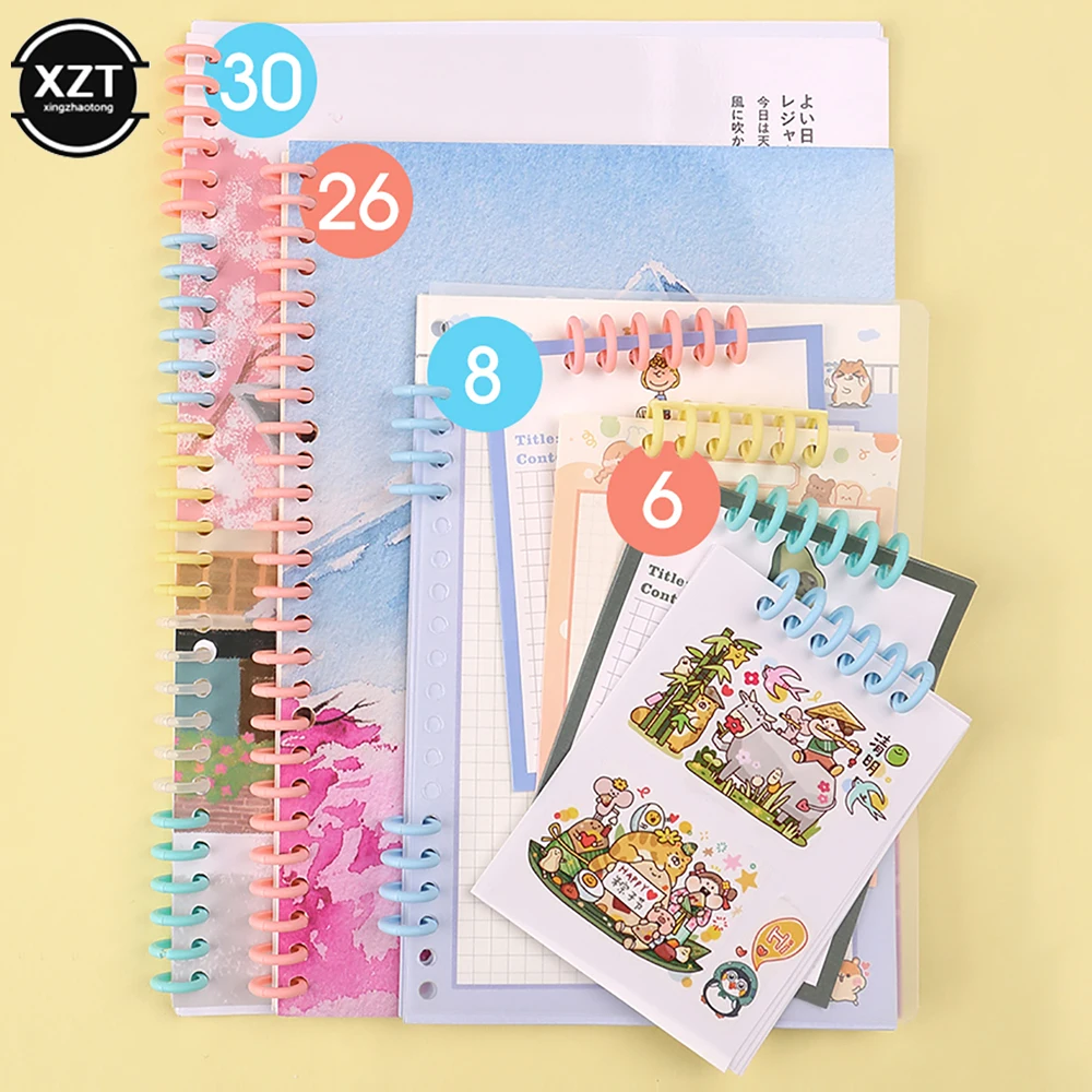 Plastic Binding Ring 30pcs Hole Loose-leaf Binding Button DIY Book Loop Disc Buckle For Notebook Dairy Calendar Office Student