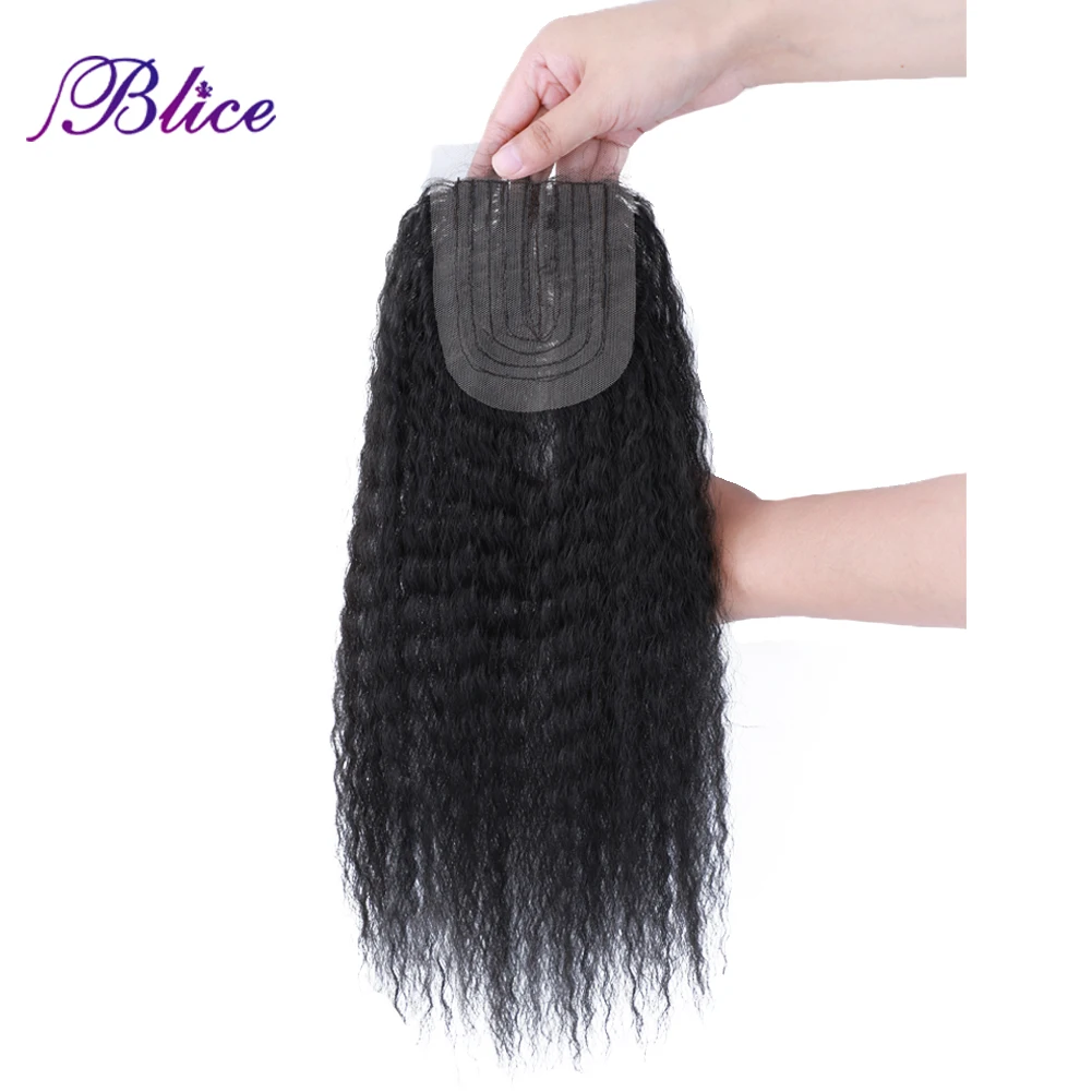 Blice Synthetic Hair Bundles With Closure 2 Pieces Kinky Straight Hair Weaving With Closures For Women 10-30 Inch