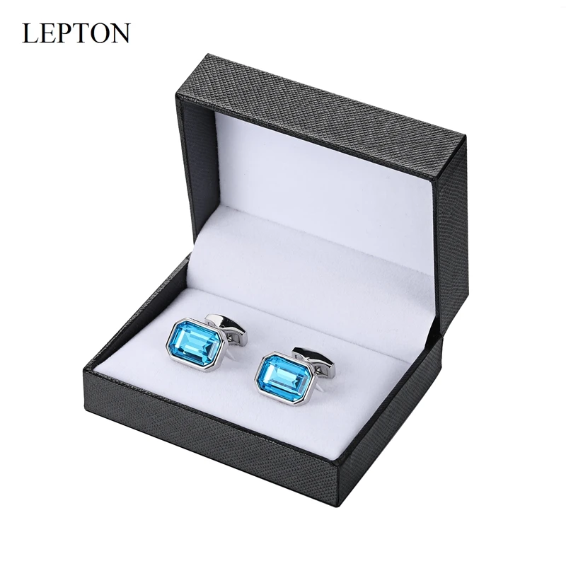 

Men's Low-Key Luxury Sky Blue Glass Square Cufflinks Stylish Business Formal Shirt Accessory High-Quality Fashion Jewelry