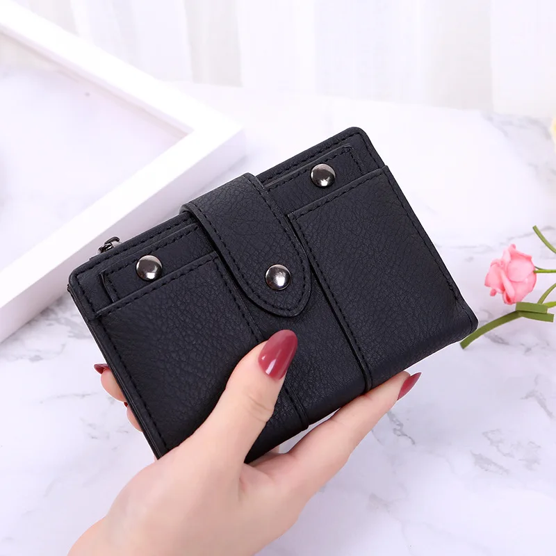 High Quality Vintage Wallet Women PU Leather Short Wallet Ladies Card Holder Coin Purse Casual Hasp Zipper Money Clutch Cartera