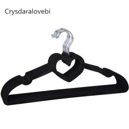 10/15/20PCS Black/Pink Clothes Hanger Durable Hanger ABS Heart Pattern Coat Hanger for Adult Children Clothing Hanging Supplies