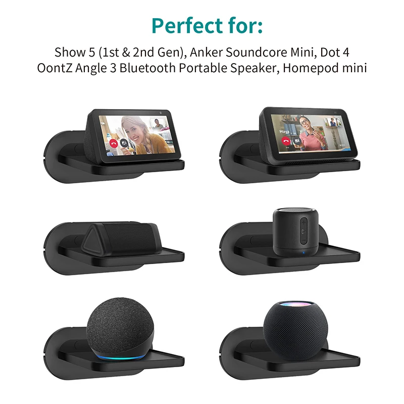 حامل جداري من LINGYOU لـ Amazon Echo Show 5 (الجيل الأول والثالث والثالث) Alexa Echo Dot 4 HomePod Mini رف حامل منزلي ذكي موفر للمساحة