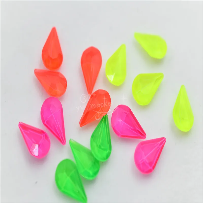 Kleine diamant fluoreszenz Teardrop Pointback Kristall Phantasie Stein Glas Schmuck Perlen Halskette, der 8x13mm kleid handwerk