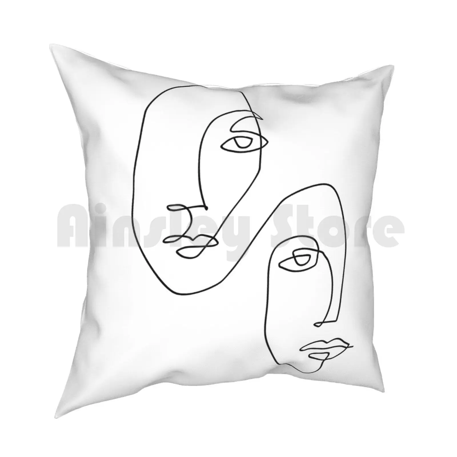 Art Pillow Case Printed Home Soft Throw Pillow Abstract Face Faces One Line Art Single Line Continuous Line Sketch