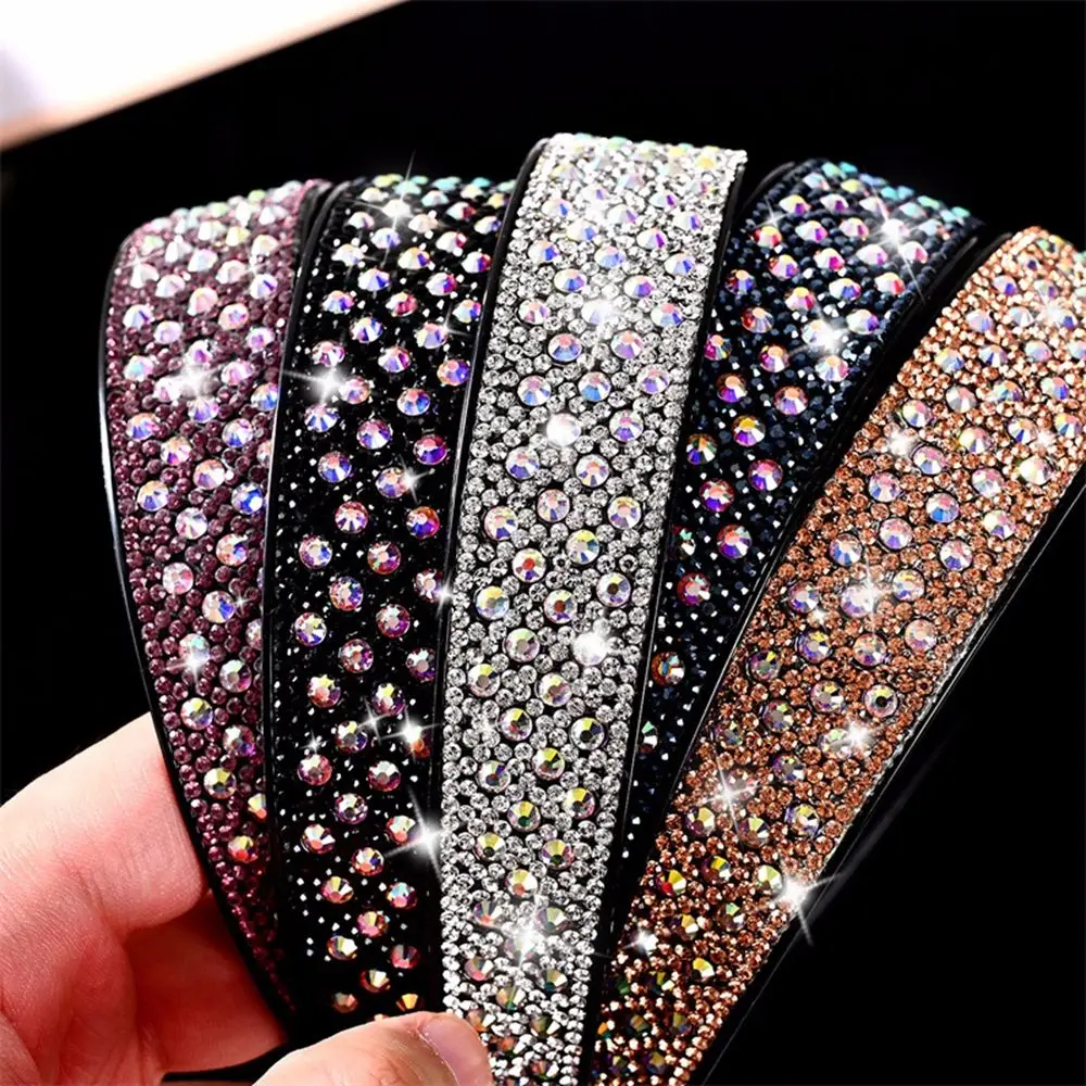 Ladies Wide Full Rhinestone Hairbands Fashion Crystal Headbands for Women Girls No-slip Hair Hoops With Teeth Hair Accessories