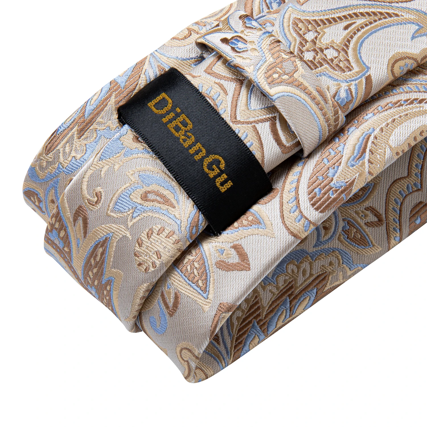Modische Paisley-Herrenkrawatten in Gold, Türkisgrün, Schwarz, 8 cm, Business-Hochzeits-Accessoires, Krawatte, Geschenk für Männer, DiBanGu – Detail 11