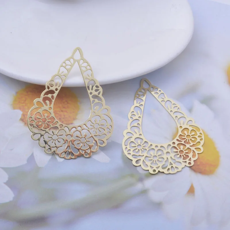 30 Stück AB6573 50*38mm Messing Silber Gold Farbe Anhänger DIY Ohrring Schmuck Zubehör – Detail 6