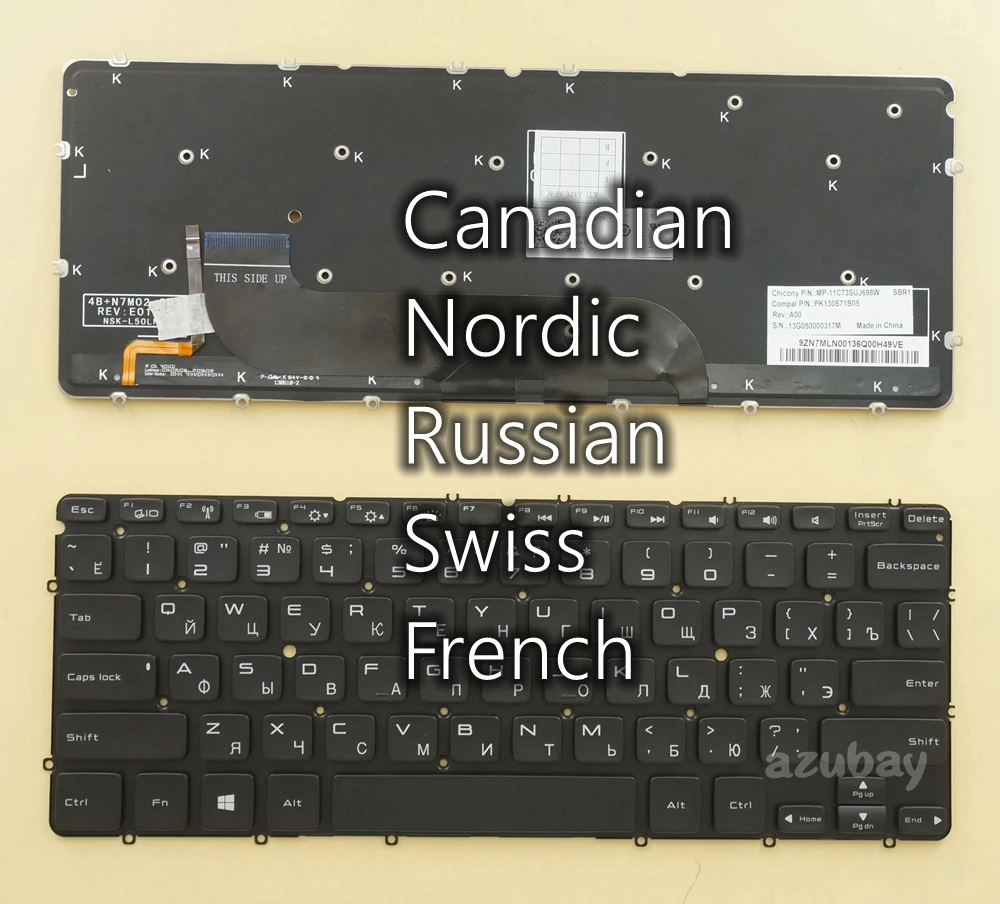 Canadian Nordic Russian Swiss UK Keyboard for DELL XPS 12 9Q23 L221X 9Q33 9Q34, 13 9333 L321X L322X 0MXR46 0654FY 0W48JF Backlit