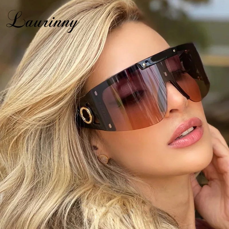 Fashion Futuristic Oversized Women Sunglasses Windproof Wide Frame Sun Glasses One Piece Lens Cool Shades Eyewear Female UV400