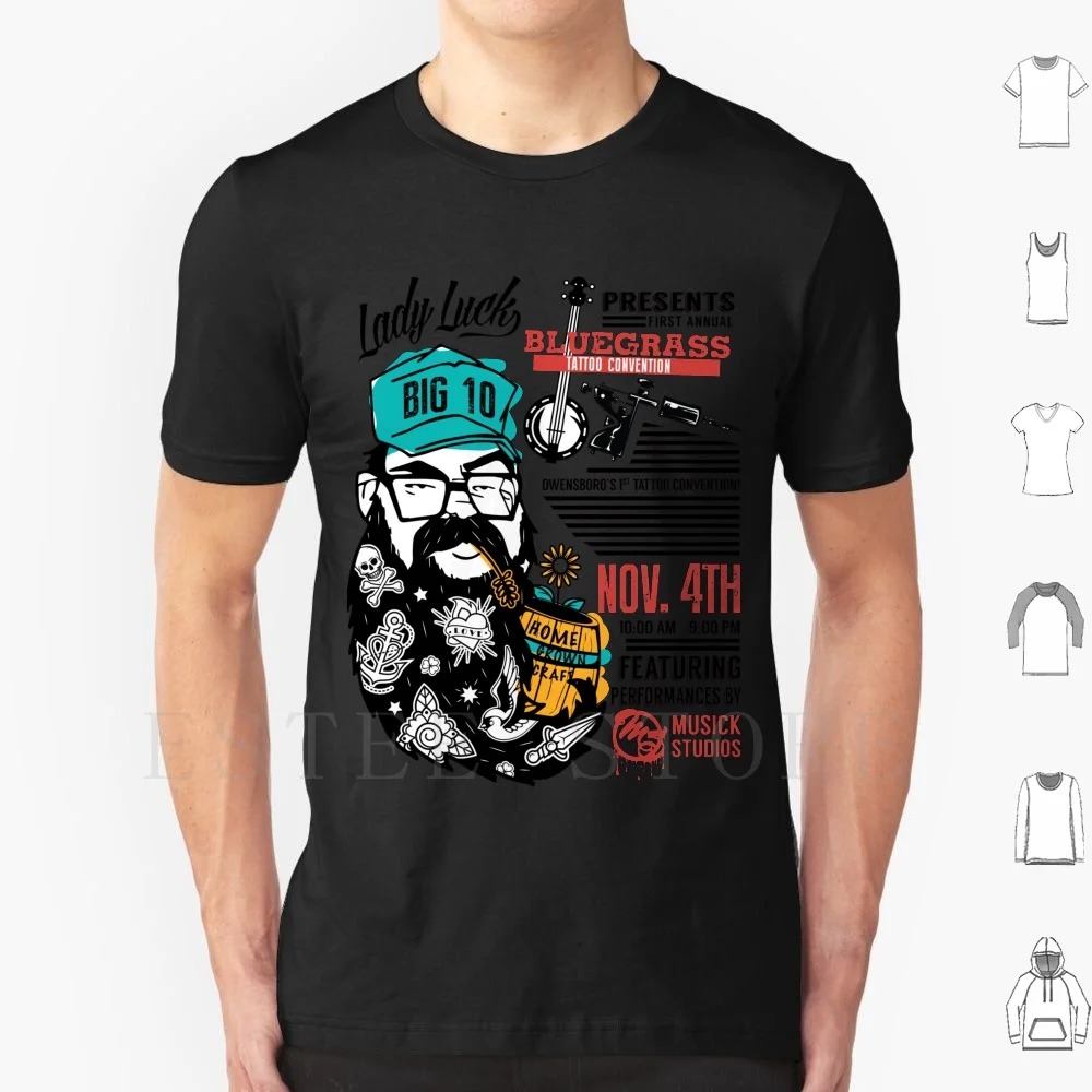 Lady Luck Bluegrass Tattoo Con T Shirt Cotton Men DIY Print Tattoo Hipster Beard Trucker Bluegrass Homegrown Bird Anchor Skull