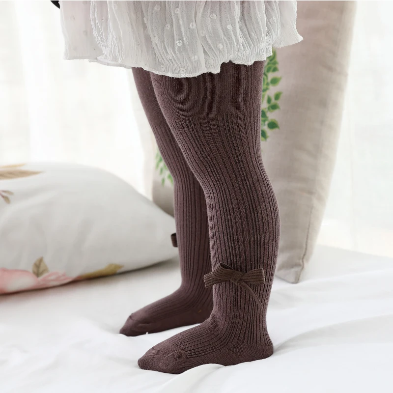 

Kid Girl Cotton Ribbed Bow Pantyhose Toddler Child Spring Autumn Princess Knit Tights Newborn Infant Pants Baby Accessories 2020