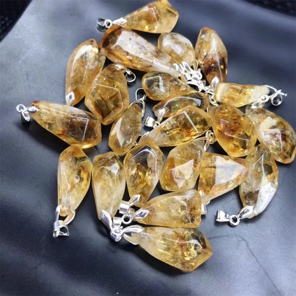 Natural Brazil Citrine Polishing Rough Stone Pendant Reiki Healing Crystals Energy Gem Lucky Charm Fashion Necklace Jewelry