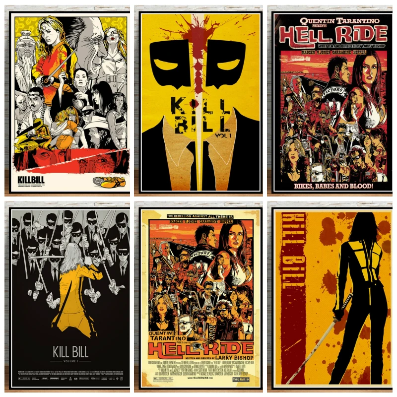 Hot Kill Bill Pulp Fiction Movie Retro Poster and Print Vintage Canvas Painting Picture Wall Art for Living Room Home Decoration