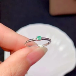 CoLife Jewelry Fashion Emerald Ring for Young Girl 2.5mm Natural Emerald Ring for Engagement 925 Silver Emerald Jewelry