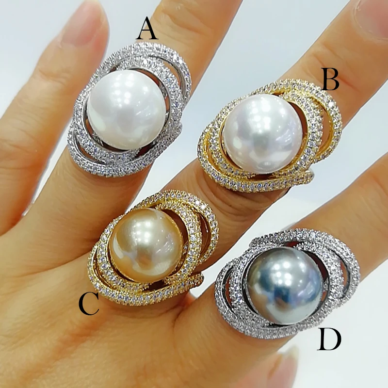 GODKI 2020 Trendy Twist Pearl Statement Rings for Women Cubic Zircon Finger Rings Beads Charm Ring Bohemian Beach Jewelry 2019