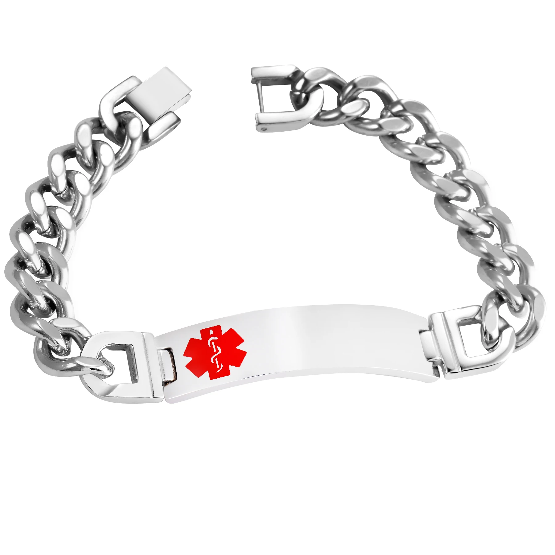 Medical Alert ID Stainless Steel Bracelet DIABETES EPILEPSY ALZHEIMER\'S ALLERGY SOS  Jewelry Free Engraving