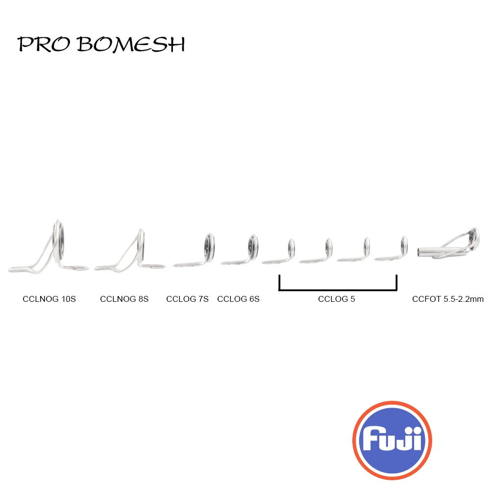 PROBOMESH FUJI Guide and Top 9pcs Set CCLNOG CCLOG Guide CCFOT Casting Guide Set Rod Building component Repair fishing pole DIY