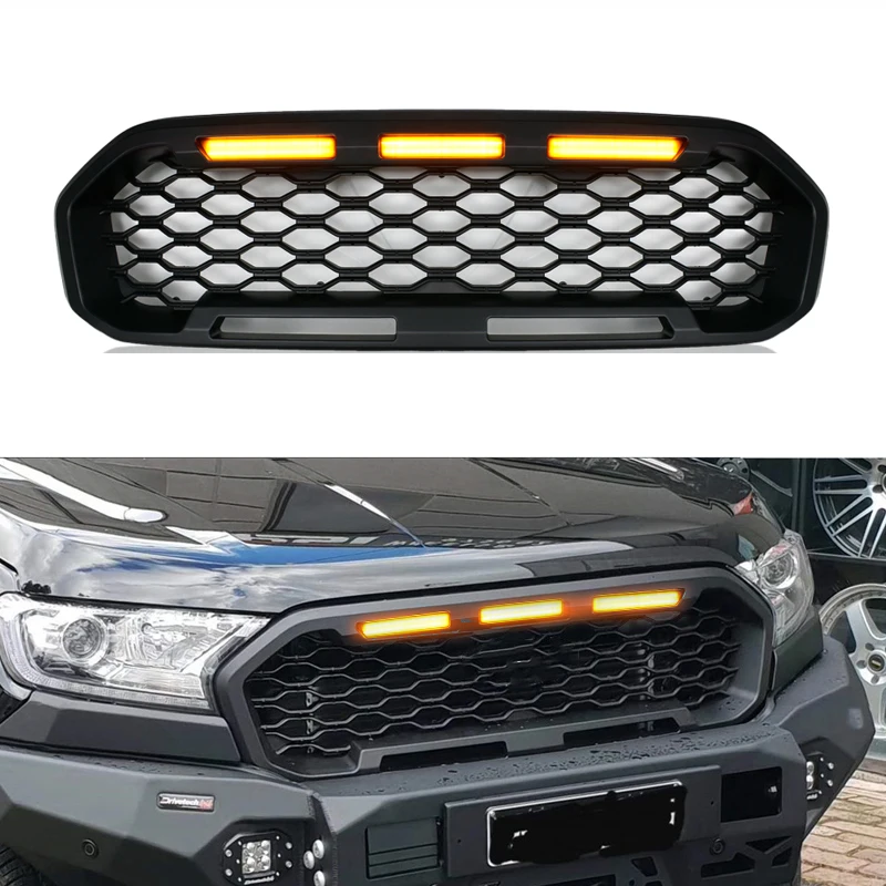 

Modified Raptor Style For Ranger Front Grill For Ranger Lariat Limited T8 XL XLT MK2 2018-2021 Racing Grills Bumper Grilles Mesh