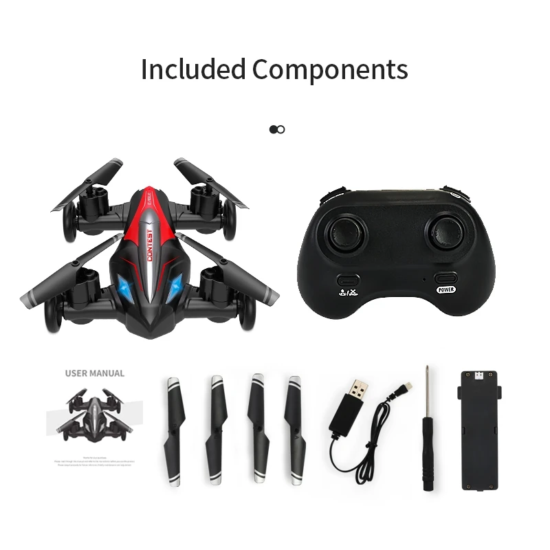 Mini RC Drone 2-In-1รถ Land และ Air 2.4G รีโมทคอนโทรลรถเฮลิคอปเตอร์ Dual Mode RC Quadcopter เครื่องบินเครื่องบินของเล่น