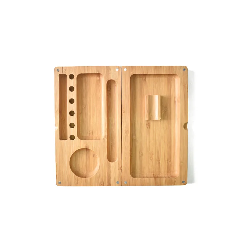 13*12cm Double-Deck bamboo Storage Rolling Tray tobacco Cigarette herb for grinder cone Smoking Accessories