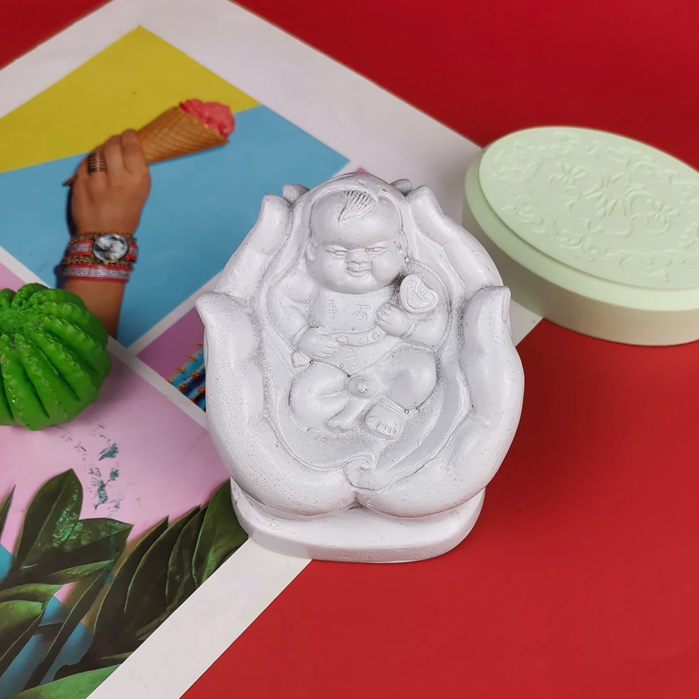 3d Silicone Scented Candle Molds 3D Treasure in the Palm Buddha Baby Fondant Mould Chocolate Baking Mold Soap Molds Handmade