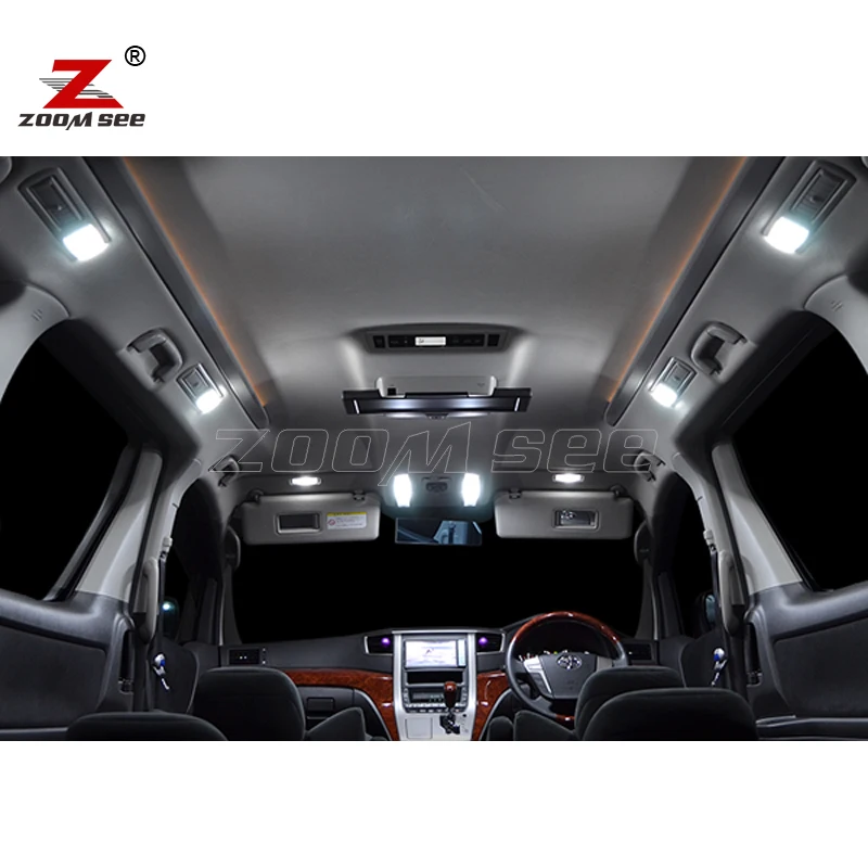 100% biały wolne od błędów lampa LED wnętrze Dome dachu czytanie zestaw oświetleniowy dla Toyota Alphard MK1 MK2 10 20 serii Vellfire (2003-2014)