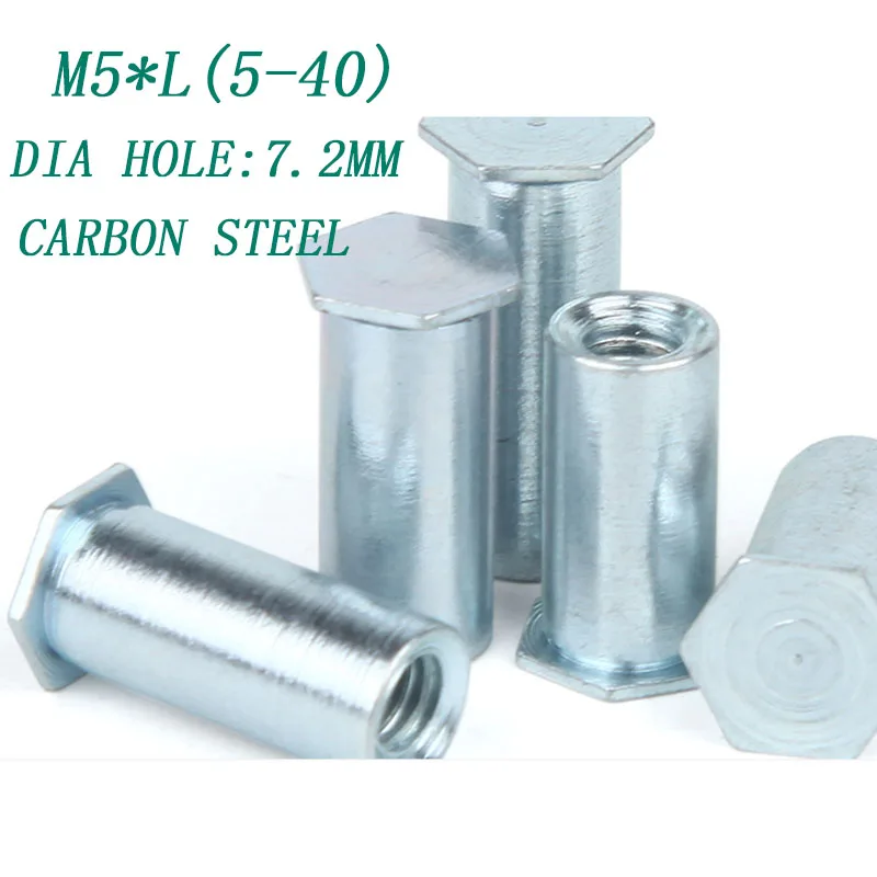 

20pcs/lot M5*L(5- 40) hole dia 7.2mmzinc carbon steelBlind hole pressure riveting stud/rivet nut column/pressure riveting374