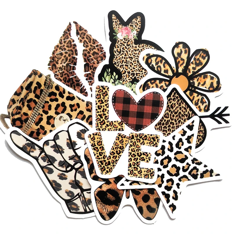 10/30/50 Pcs Fashion Sexy Leopard Print Animal Sticker Irregular Mobile Phone Computer Luggage Motorcycle Helmet Water Cup Paste