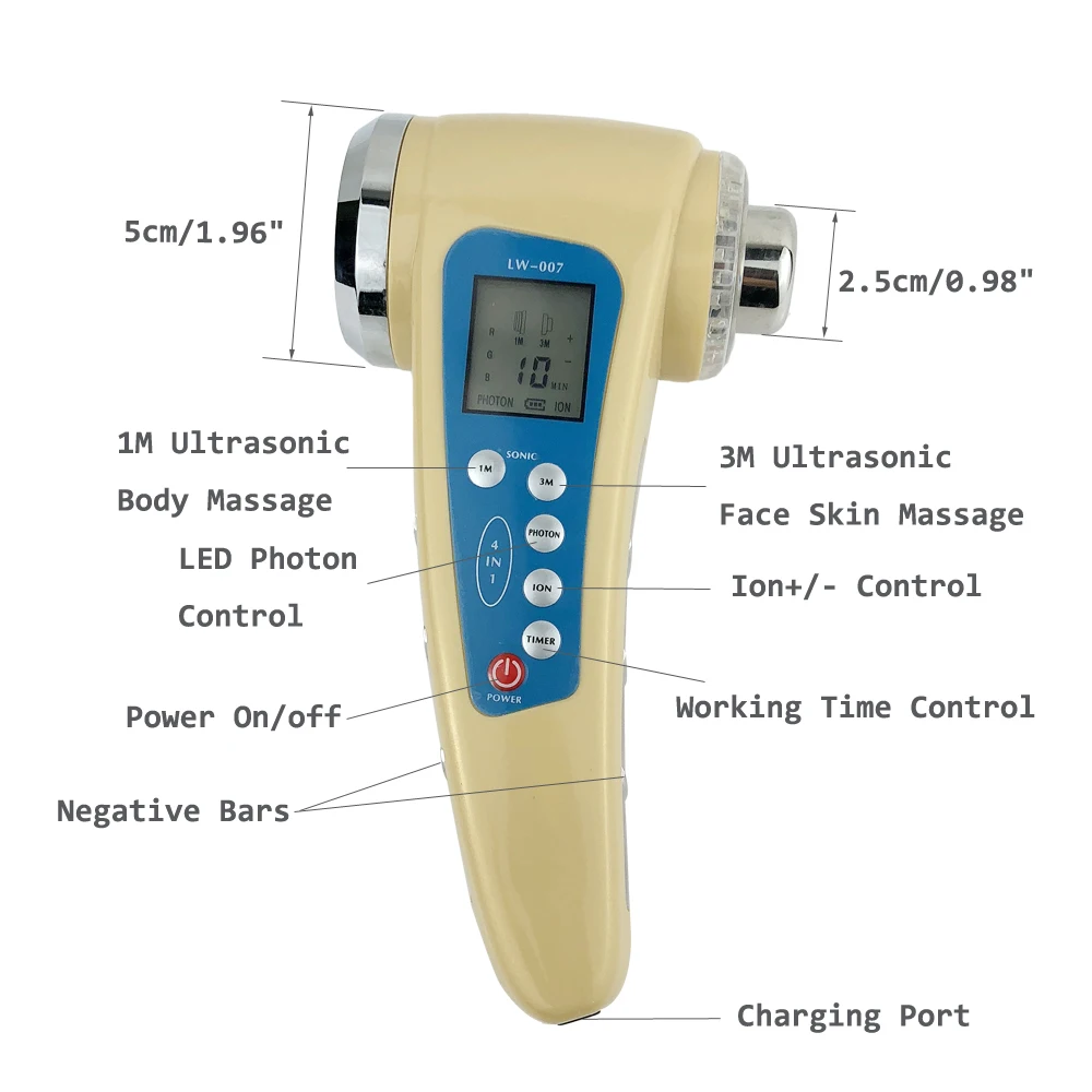 1MHz Ultrasonic Body Slimming Massager 3Mhz Ultrasound Therapy Ion Galvanic Photon Device Face Skin Rejuvenation Cleaner Machine