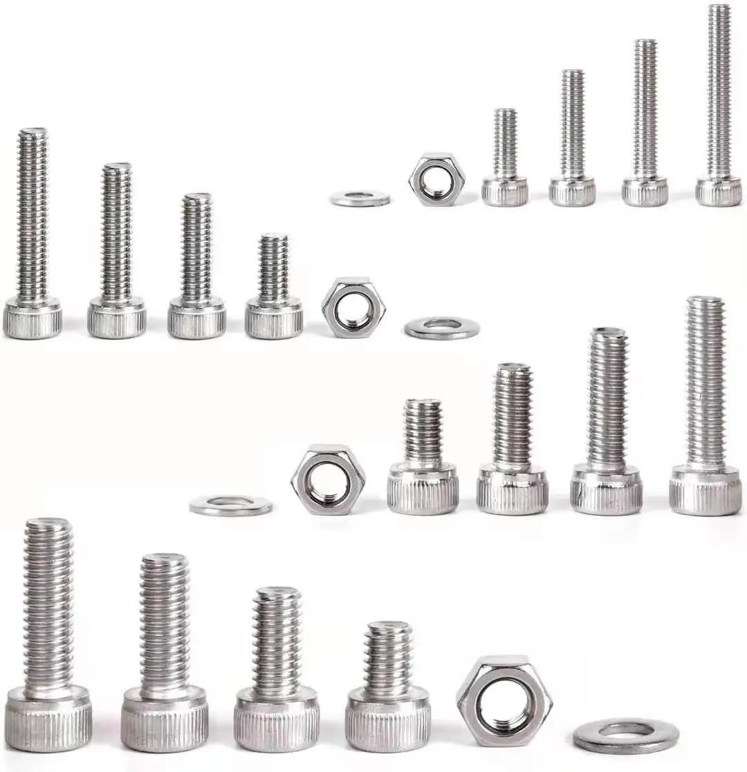 520Pcs M3M4M5M6 Stainless Steel Cylinder Head Screw Cup Head Hexagon Screw Nut Washer Matching Kit