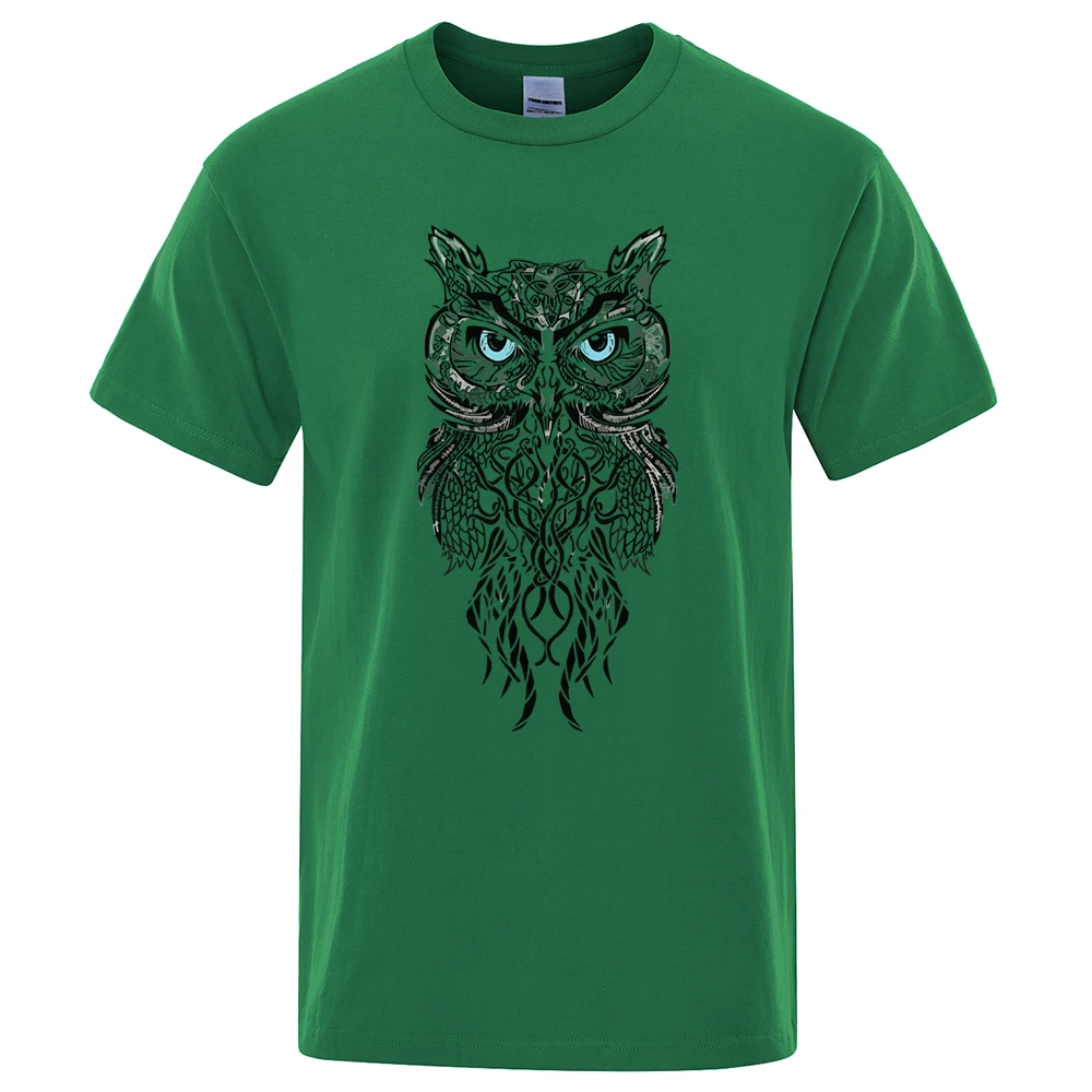 New Men Tshirt Stylish Owl Pattern Printing Casual Short Sleeves Round Collar Brand men\'s Sport T-shirt Hip Hop Male Tops Tee