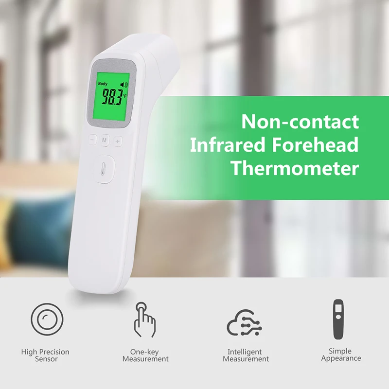 Termômetro Infravermelho Testa Médica sem Contato, Ferramenta de Medida da Temperatura Corporal, Ferramenta Febre, LCD, Bebê, Adultos