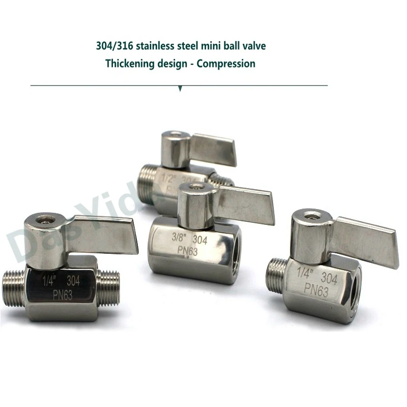 304 Stainless steel Mini Ball valve 1/8 1/4 3/8 1/2 3/4 / 1 NPT BSP Female male thread for water oil acid 2 way ball valve