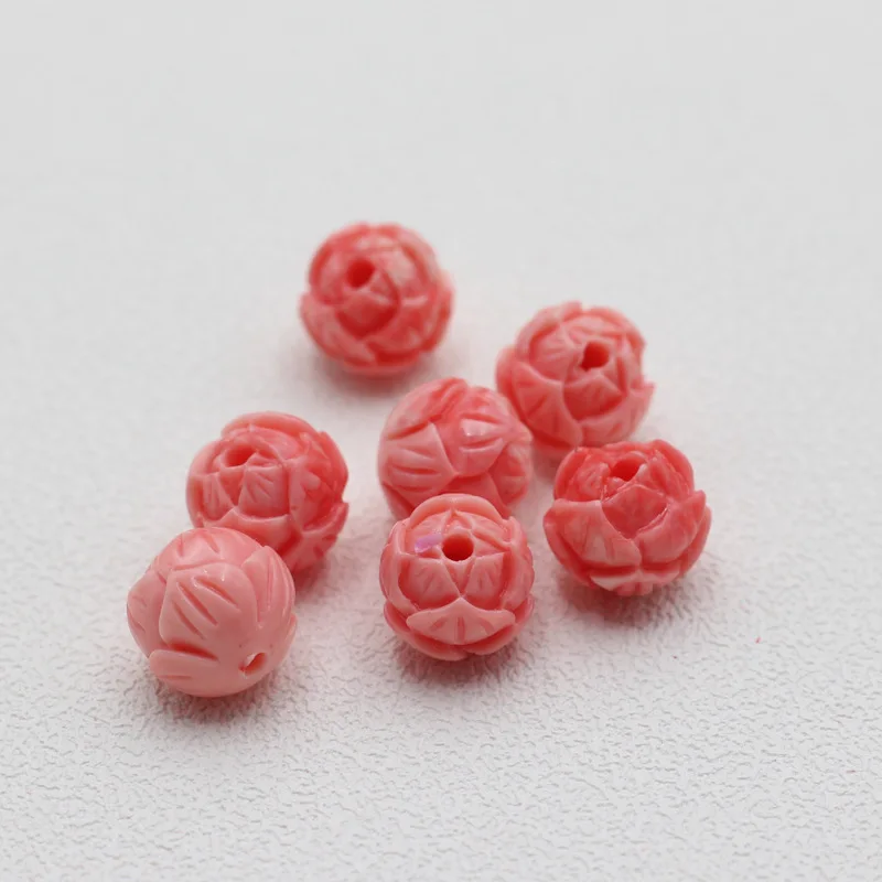 20pcs White Lotus Coral Beads 8mm 10mm 12mm Loose Spacer Pink Artificial Coral Shell Bead For Jewelry Making DIY Bracelet