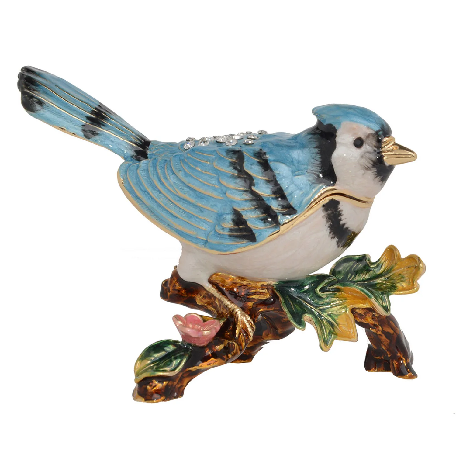 Caja de baratijas de pájaro Jay azul, organizador de joyas, adorno de Metal, figuritas coleccionables, regalos creativos, anillo, soporte para collar