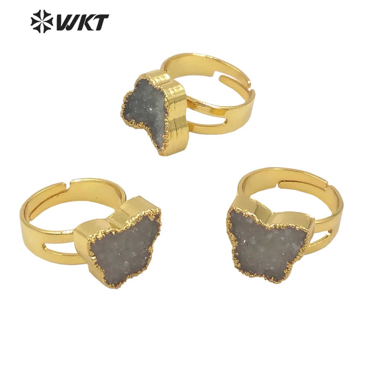 

WT-R377 2021 New Super beautiful exquisite butterfly style natural stone ring gold opening adjustable ring girlfriend gift