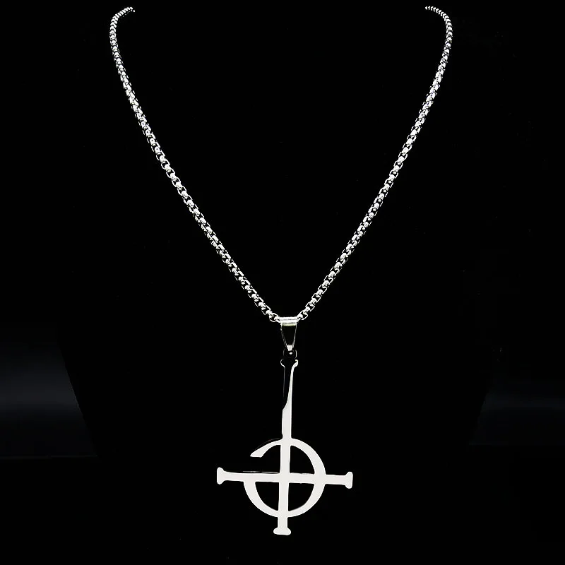 Ghost BC Nameless Edelstahl-Halskette Ghoul Band Kreuzkette Papst-Emeritus-Symbol Maske Kruzifix Poster Halsketten Schmuck – Detail 10