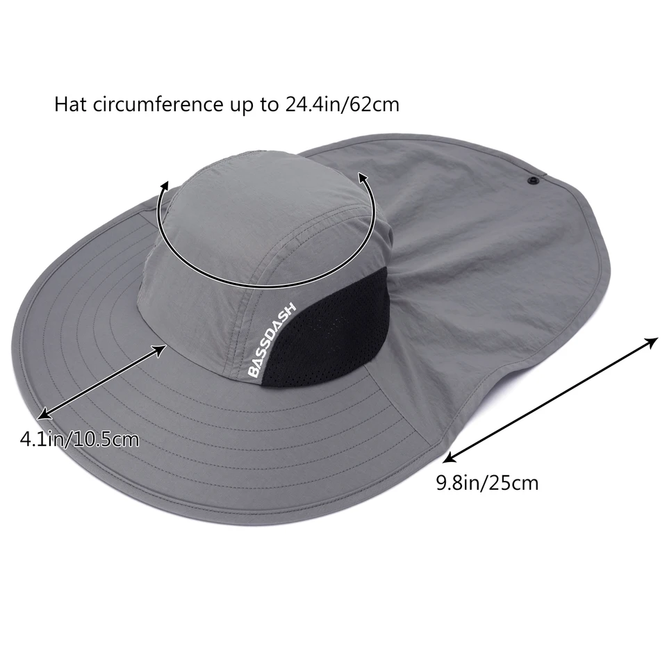 Bassdash UPF 50+ Unisex Water Resistant Wide Brim Sun Hat with