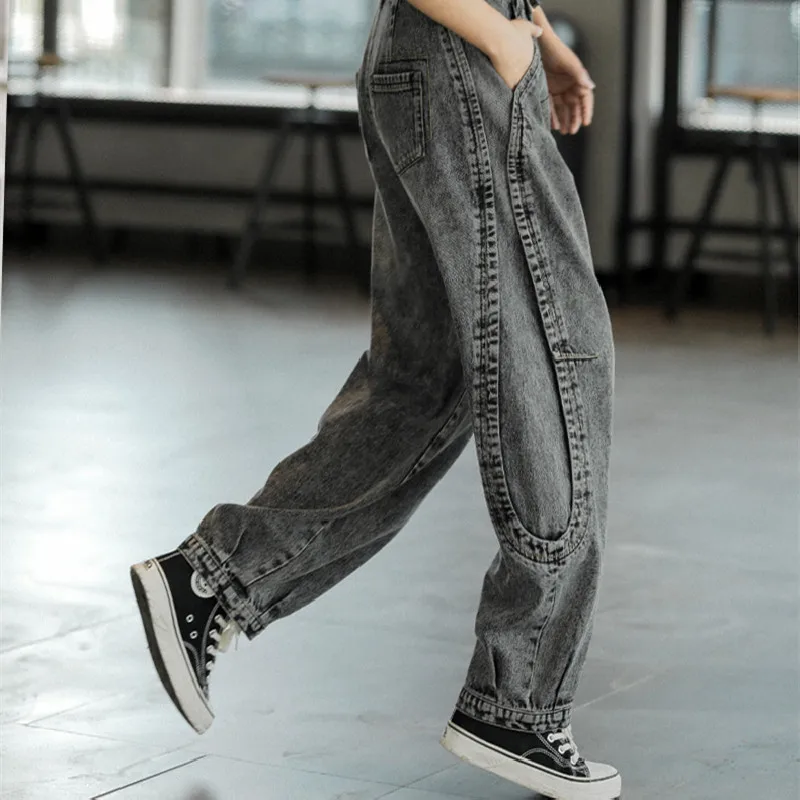 6485 High Waist Women Harem Jeans Baggy Streetwear All-Match Fashion Casual Cotton Spring Fall Popular Female Denim Trousers