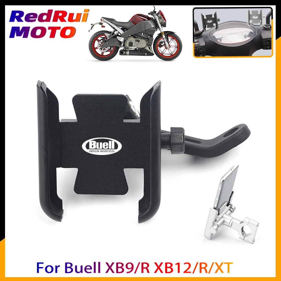 

With Logo For Buell XB9/R XB12/R/XT Motorcycle Mobile Phone Holder GPS Navigator Rearview Mirror Handlebar Bracket Accessories