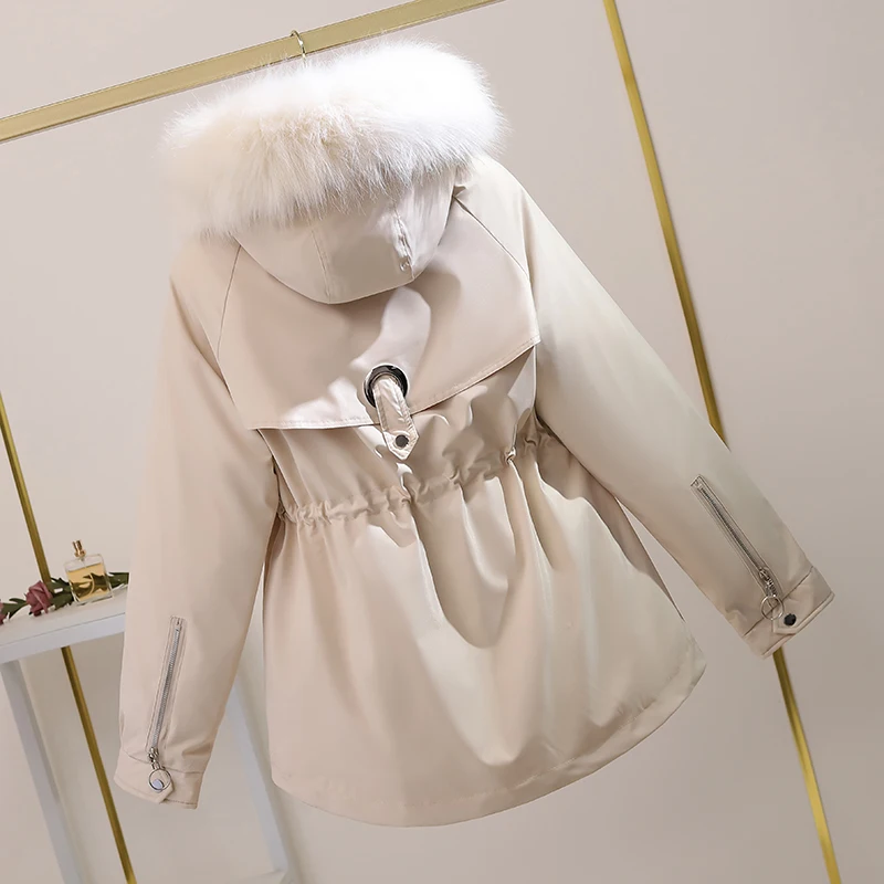 Veste Parka épaisse en fausse fourrure pour femme, manteau chaud en peluche rembourré et détachable, à la mode, avec fermeture éclair, nouvelle collection hiver