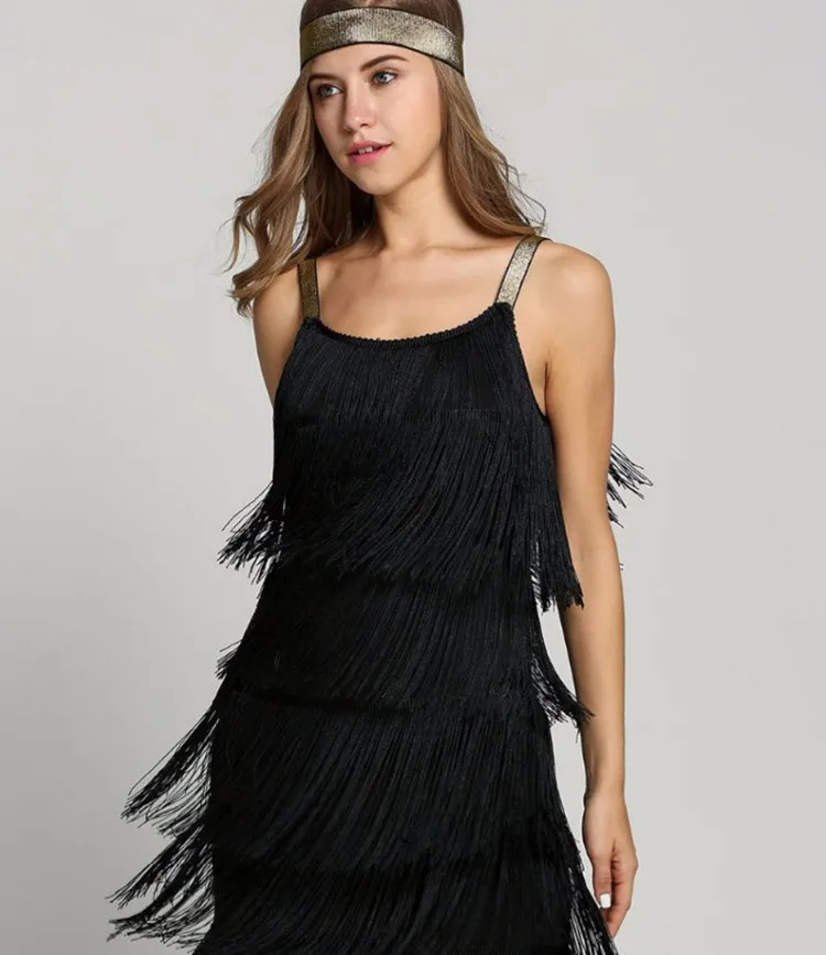 1920s Women Fringed costume Sleeveless A-line flapper Latin Dress Great Gatsby Charleston Party halloween costume robe dresses