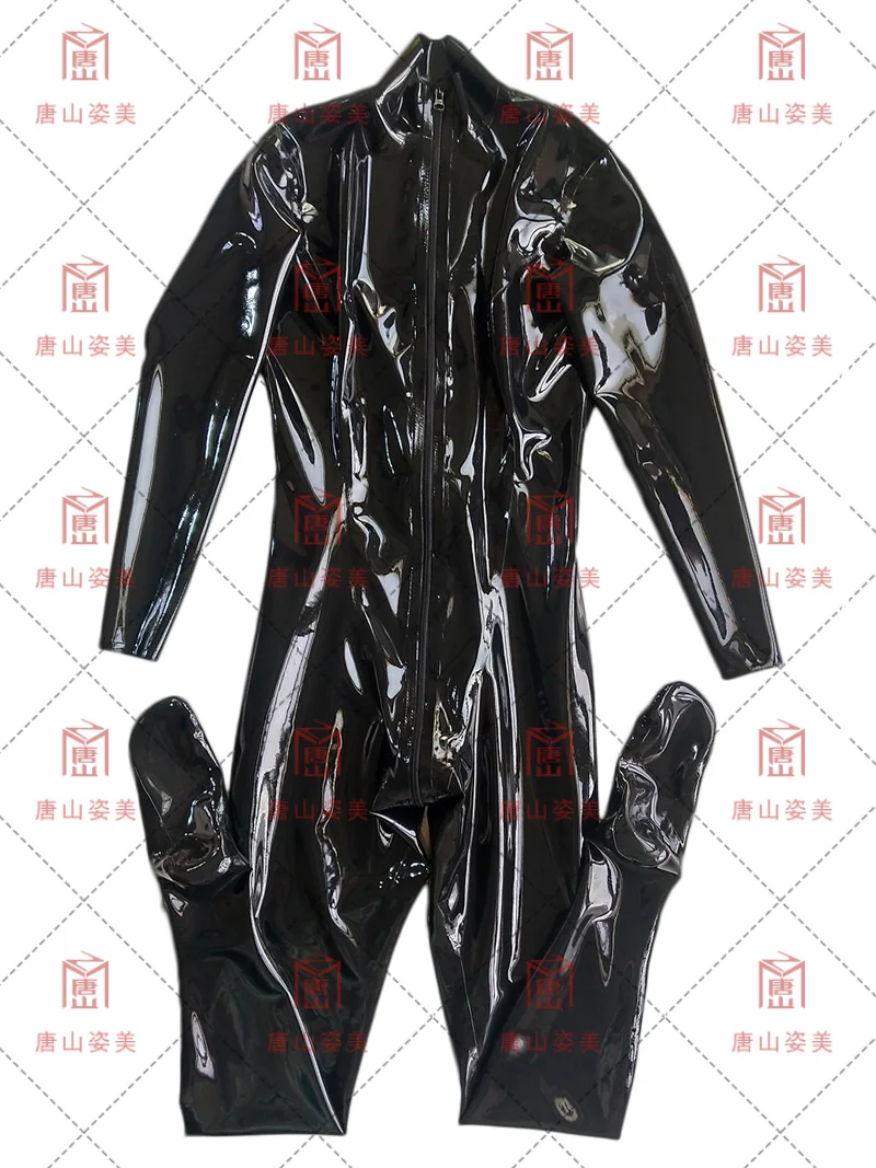 

MEN LATEX CATSUIT LATEX UNITARD FRONT ZIP TO CROTCH