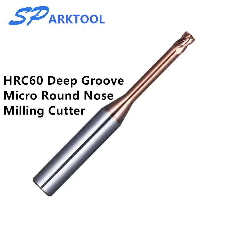 Fresa HRC60 Micro 2 Flute End Mill Cutter Round Nose Milling Cutter Corner Radius End Mill Tungsten Steel Nose Milling Cutter