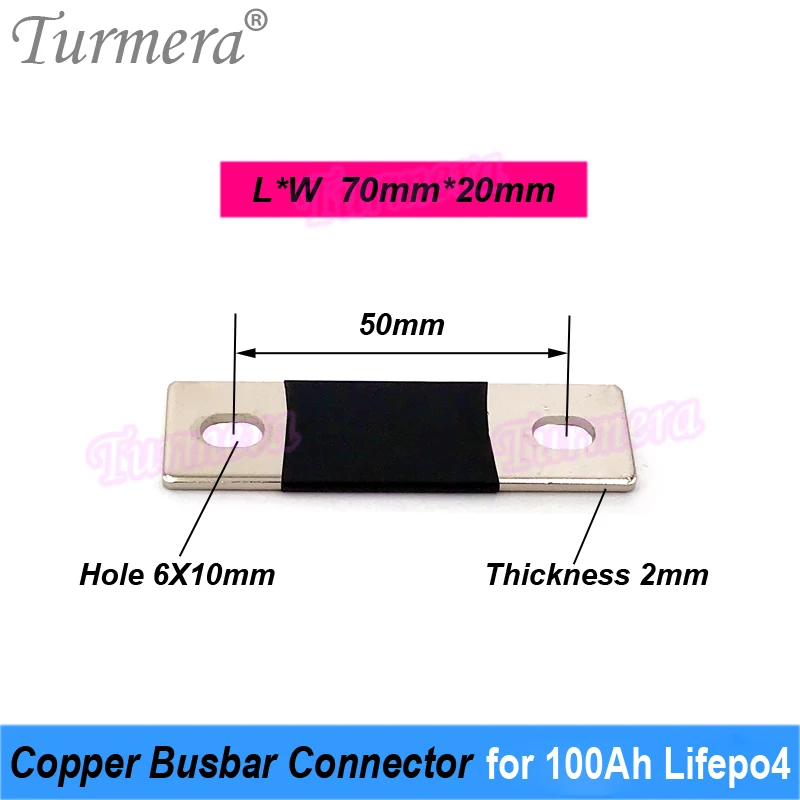 Turmera-Conector de barras de cobre 300A para batería Lifepo4 de 3,2 V, 100Ah, para sistema de energía Solar de 12V, uso de fuente de alimentación incontinuo
