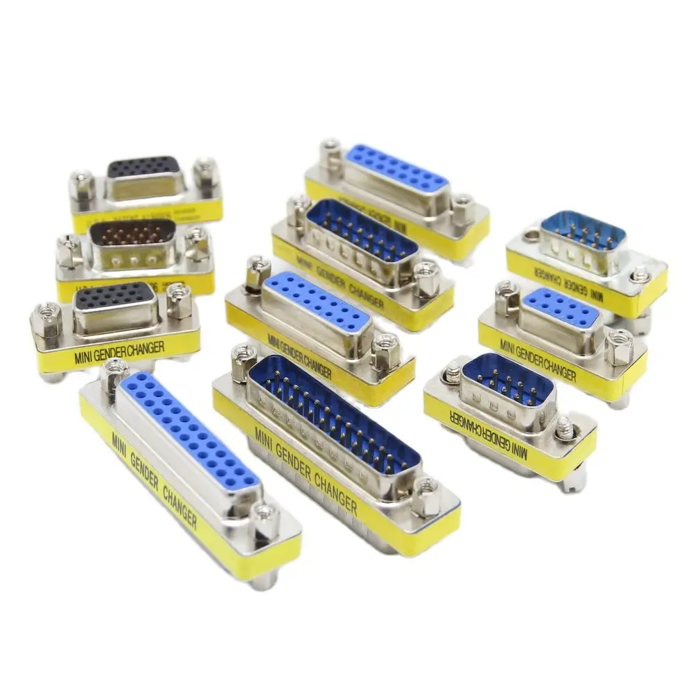 D-SUB DB9 DB15 DB25 Male Female Conversion Connector Adapter For LPT 25 Pin COM 9 Pin VGA 15Pin Mini Gender Changer Adapter 1Pcs