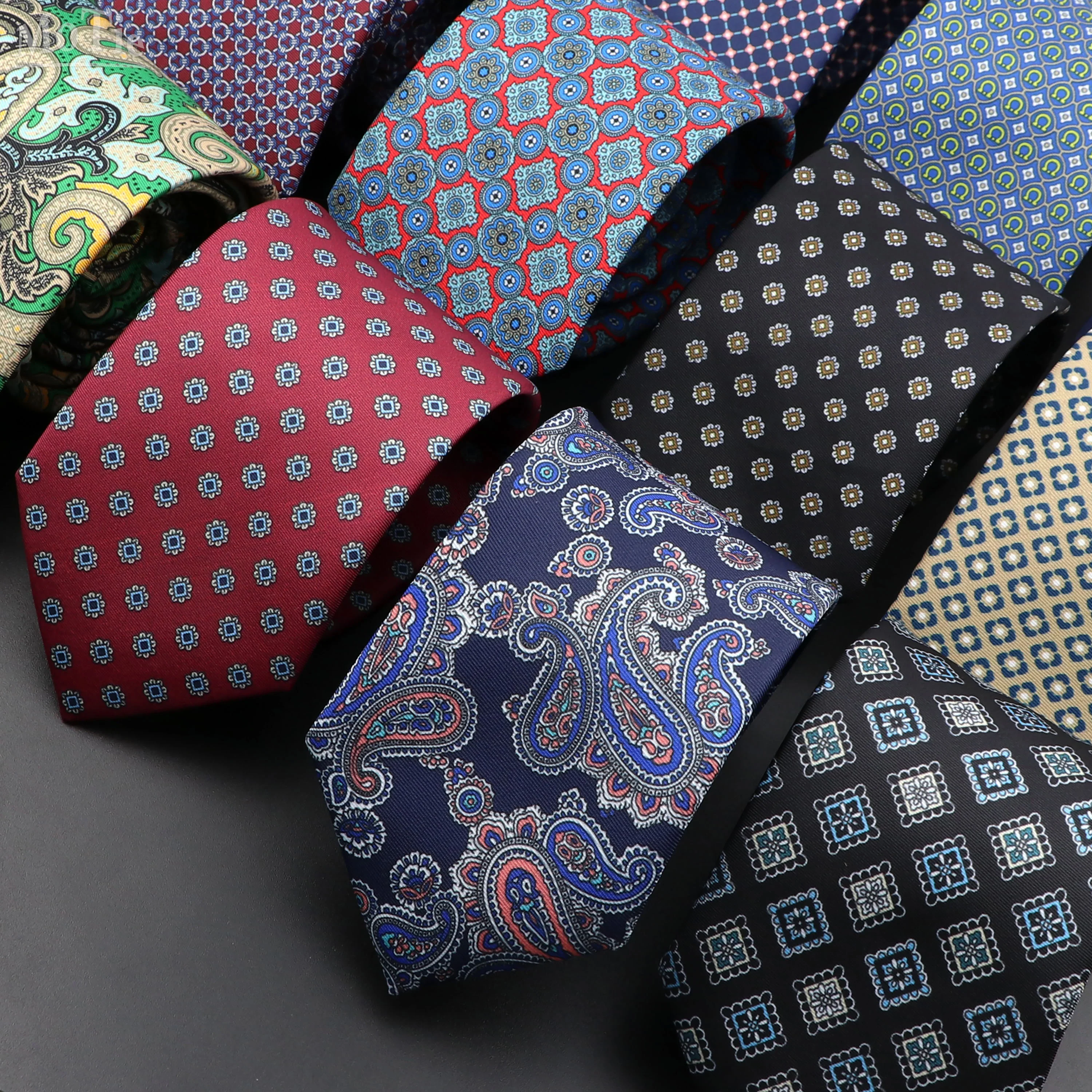 Nouveauté Cravates Formelles pour Hommes, 7cm Doux, Paisley Floral Dots Business Wedding Neck aught Gravatas 03/Wear Accessoire Cadeau
