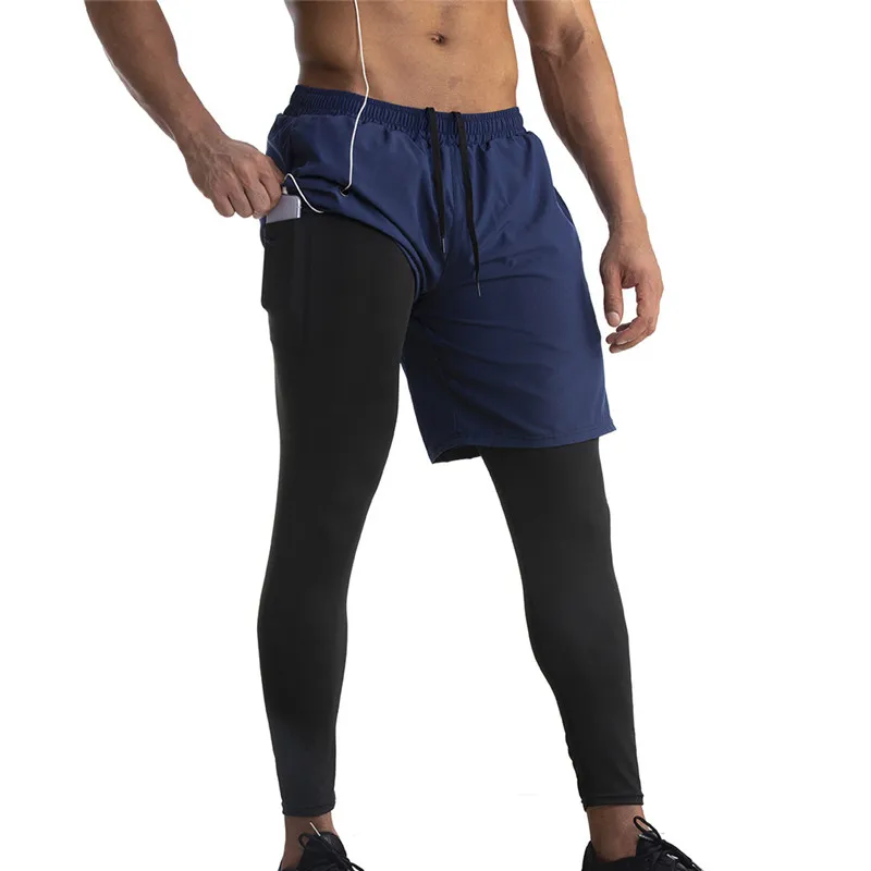 Mens Running Shorts 2 In 1 Sports Shorts Bodybuilding Men Soccer Workout Jogging Short Pants Quick Dry Gym Sport Fitness Shorts