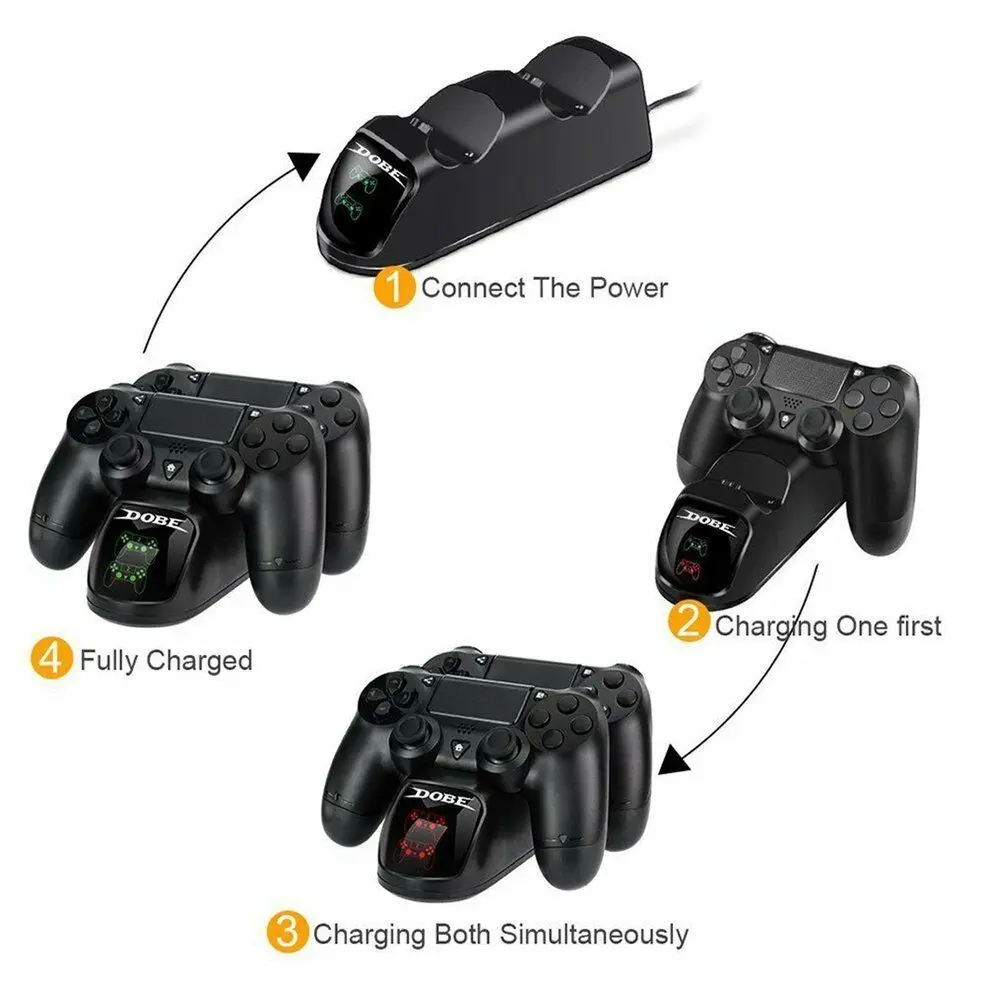 Ps4 duplo controlador estação doca carregador rápido led proteção chip suporte de carregamento para ps4/ps4 magro/ps4 pro controlador joystick